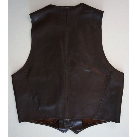 Walter Dyer Men's Sz 44 US L Brown Vintage Handmade Leather Vest *One Of A Kind* - Picture 2 of 4
